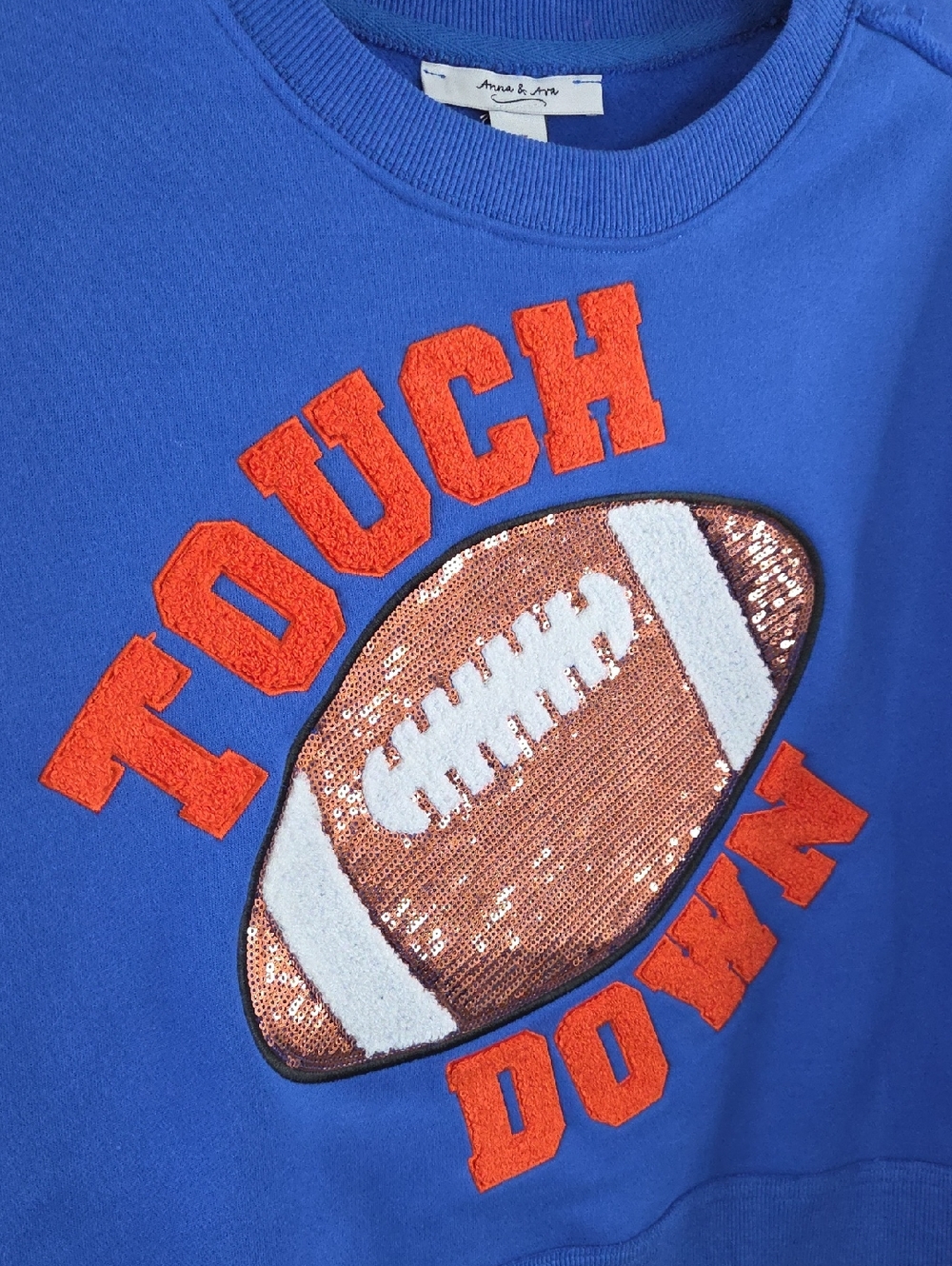 Anna&Ava L/XLCropped Sweatshirt Touch Down Florida Football Sequance.Blue Orange